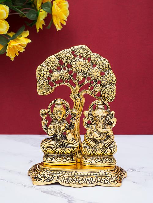 gold-toned laxmi ganesha big tree with decorative diya showpiece - 17397790 - Very Small Image - 1
