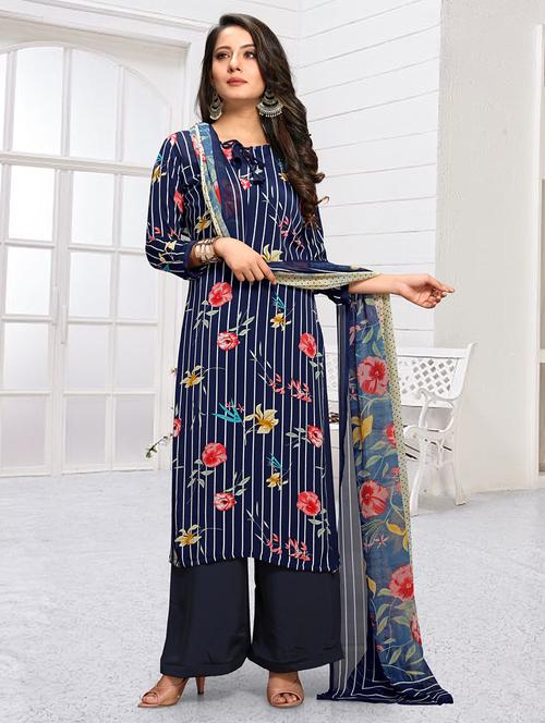 floral palazzo unstitched suit - 17397960 - Very Small Image - 1