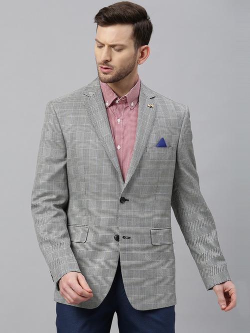 black checkered single breasted casual blazer - 17398150 - Very Small Image - 1