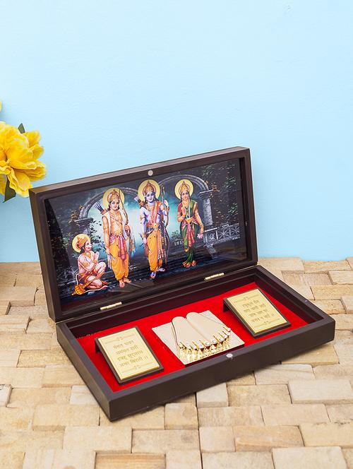 24 ct gold plated ram darbaar pooja box - 17398181 - Very Small Image - 1