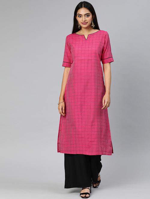 checkered straight kurta - 17398430 - Very Small Image - 1