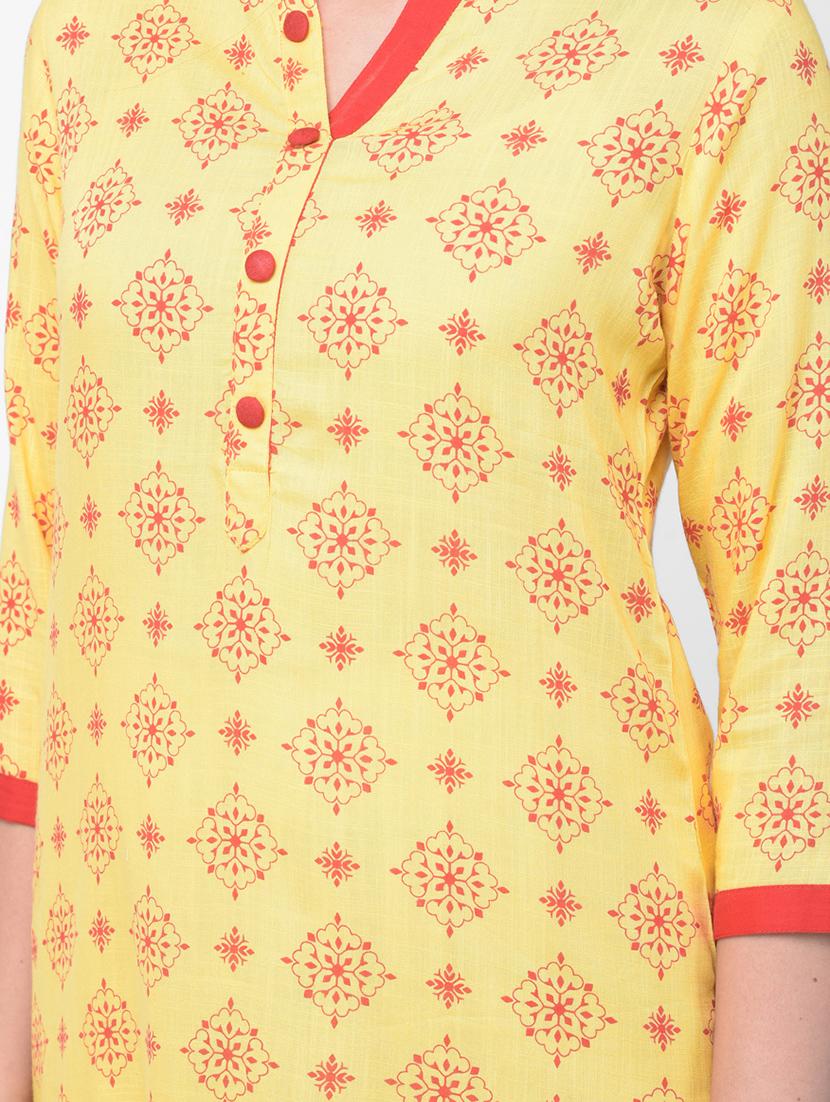 mandarin neck printed straight kurti - 17398496 - Standard Image - 4