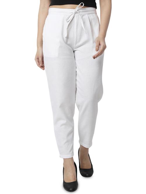 women solid white pleated trouser - 17398737 - Very Small Image - 1