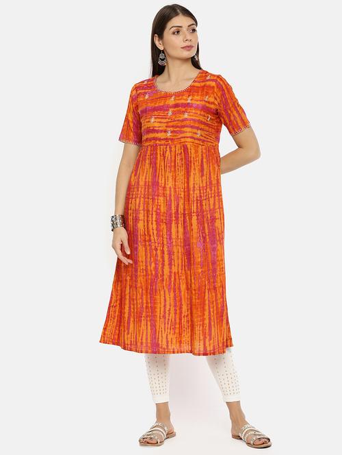embroidered a-line kurta - 17398833 - Very Small Image - 1