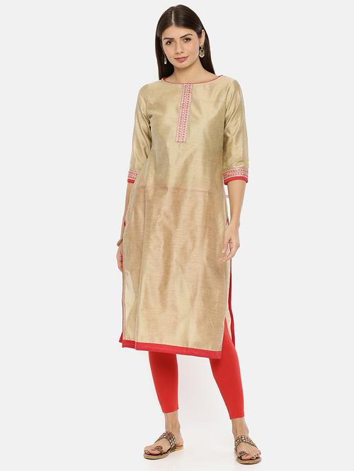 gold straight kurta - 17398834 - Very Small Image - 1
