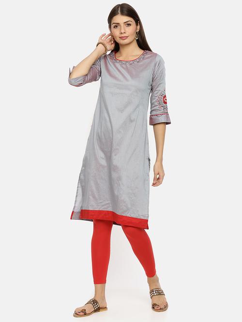 embroidered straight kurta - 17398835 - Very Small Image - 1