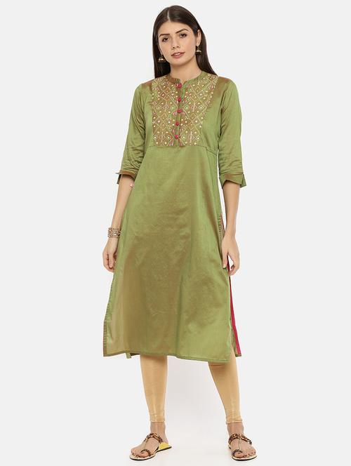 embroidered straight kurta - 17398836 - Very Small Image - 1