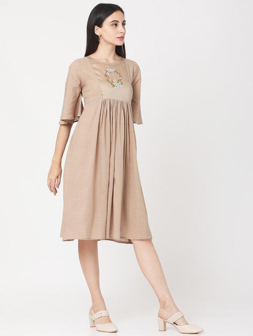 women's fit & flare self design dress - 17398857 - Very Small Image - 1