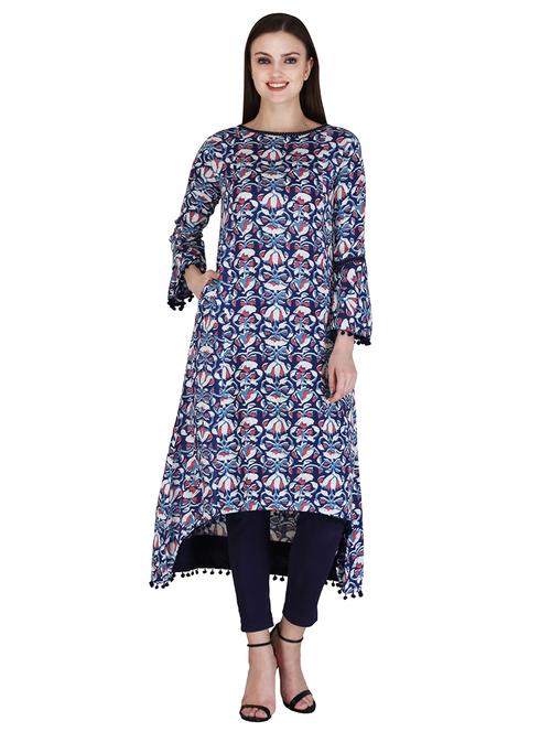 printed a-line kurta with pant set - 17399178 - Very Small Image - 1