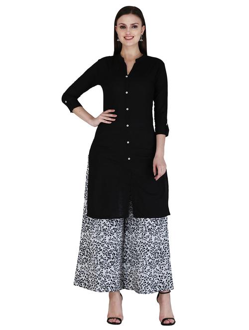 solid kurta with palazzo set - 17399184 - Very Small Image - 1