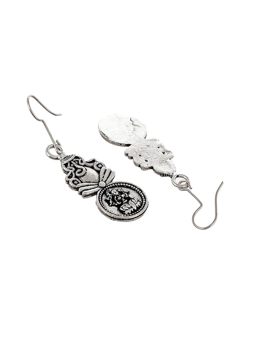 oxidised silver choker necklace with earring - 17400662 - Zoom Image - 4