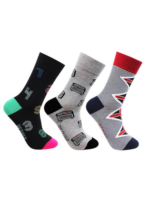 multi colored cotton above ankle length sock set of 3 - 17403099 - Very Small Image - 1
