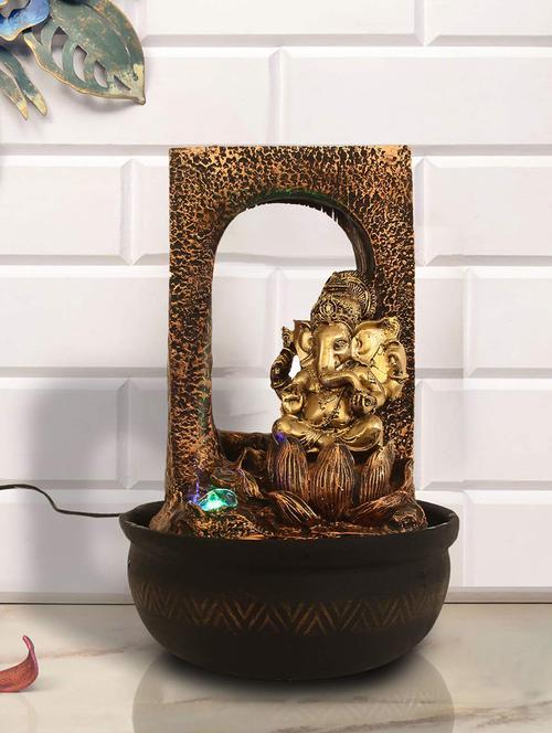  polyresin golden ganesha one step indoor table top water fountain with adjustable speed control  - 17403293 - Very Small Image - 1