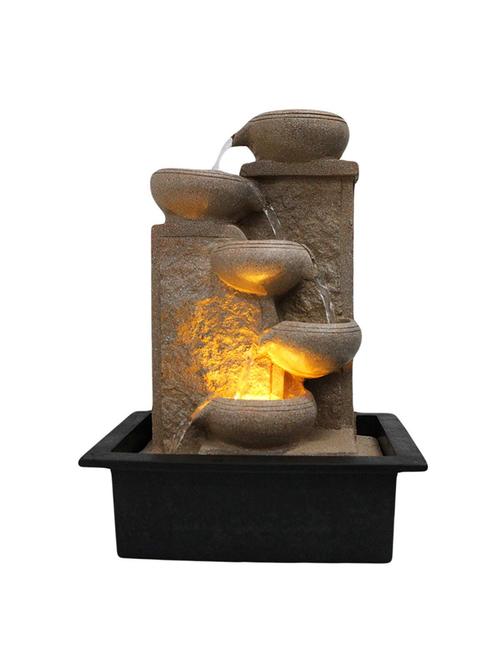  polyresin white five step indoor table top water fountain with adjustable speed control  - 17403299 - Very Small Image - 1