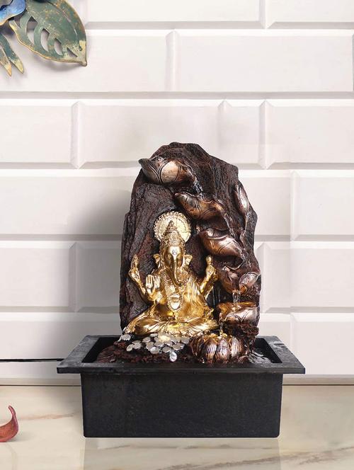  polyresin golden brown five step indoor table top water fountain with adjustable speed control - 17403300 - Very Small Image - 1