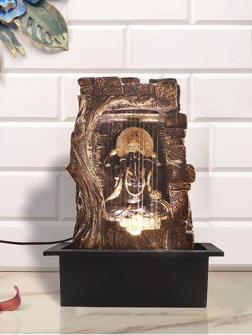  polyresin golden black ganesha one step indoor table top water fountain with adjustable speed control - 17403303 - Very Small Image - 1