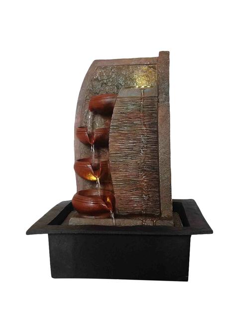  polyresin brown four step indoor table top water fountain with adjustable speed control - 17403315 - Very Small Image - 1