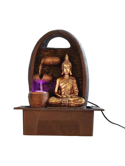  polyresin golden brown three step indoor table top water fountain with adjustable speed control  - 17403316 - Very Small Image - 1