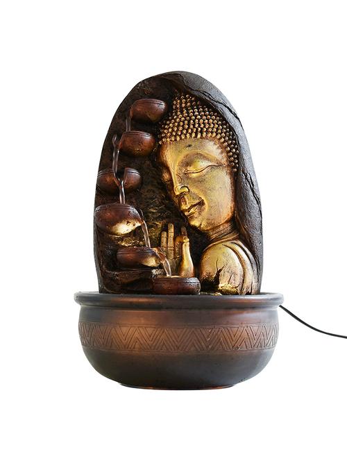   polyresin golden brown buddha five step indoor table top water fountain with adjustable speed control  - 17403333 - Very Small Image - 1