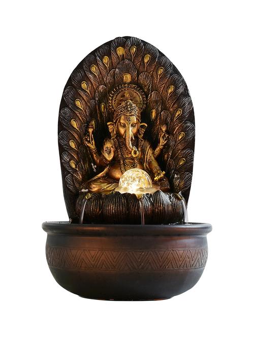  polyresin golden brown ganesha one step indoor table top water fountain with adjustable speed control - 17403336 - Very Small Image - 1