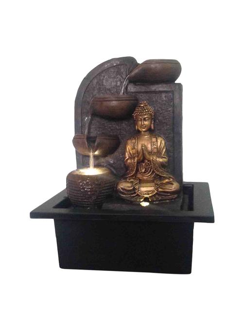  polyresin golden brown four step indoor table top water fountain with adjustable speed control - 17403348 - Very Small Image - 1