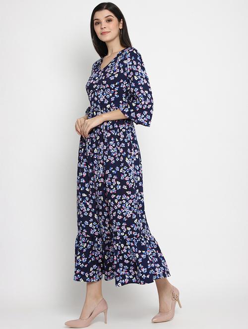 bell sleeved floral flared dress - 17403454 - Very Small Image - 1