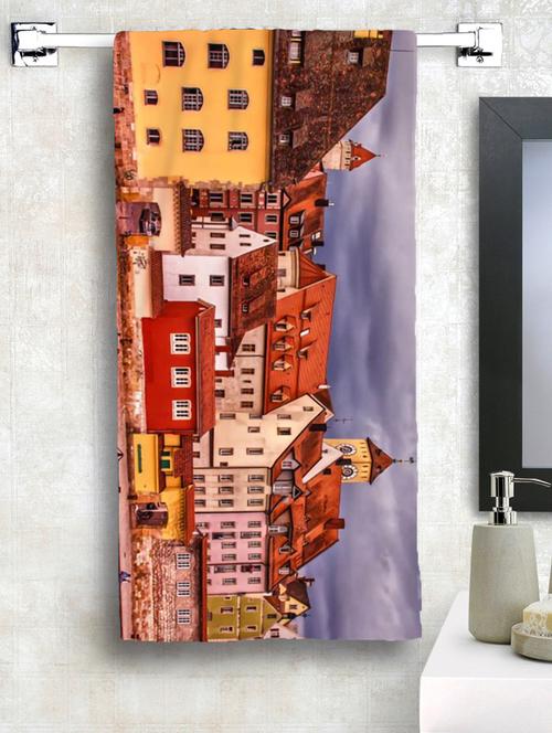  cotton printed bath towel for men & women - 17403938 - Very Small Image - 1
