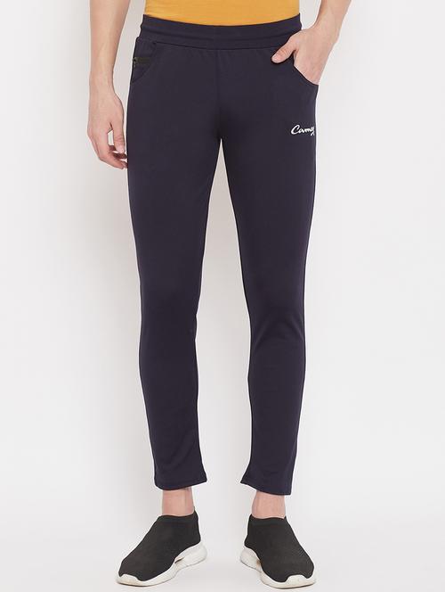 navy blue solid full length track pant - 17404064 - Very Small Image - 1