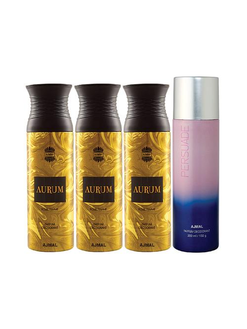 ajmal 3 aurum femme for women and 1 persuade for unisex  deodorants each 200ml combo pack of 4 (total 800ml) + 3 testers - 17404725 - Very Small Image - 1