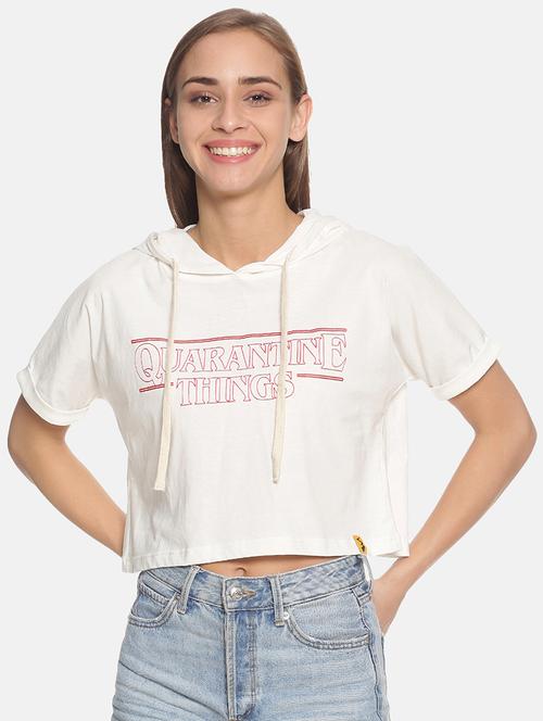 women's chest print hooded t-shirt - 17405387 - Very Small Image - 1