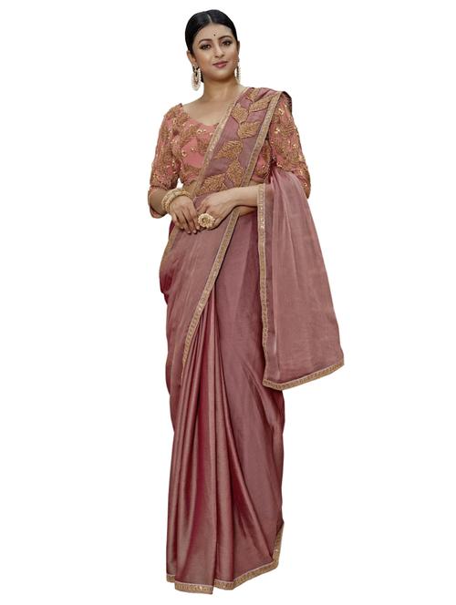 mauve plain saree - 17406427 - Very Small Image - 1
