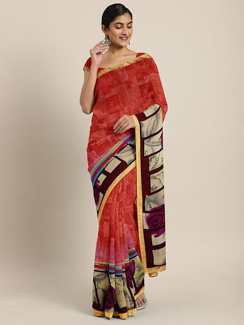 abstract printed saree - 17406530 - Very Small Image - 1