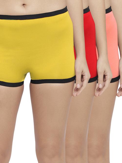 set of 3 contrast piped boy shorts panty - 17406816 - Very Small Image - 1