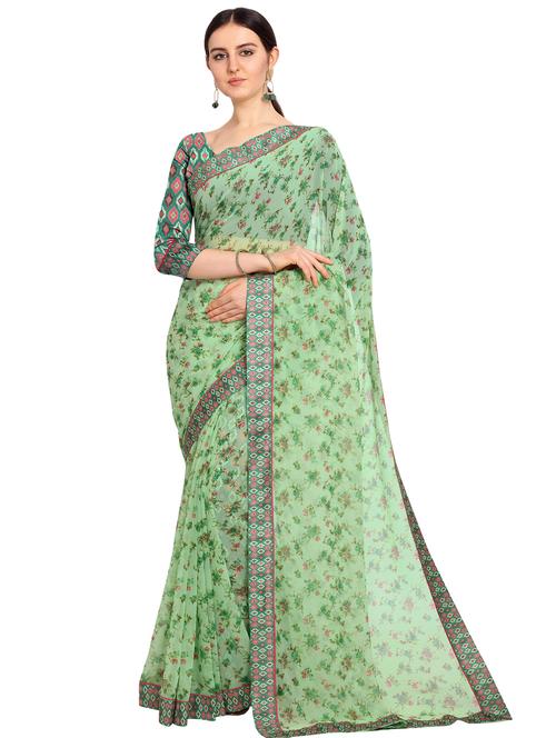floral printed saree with blouse - 17408952 - Very Small Image - 1
