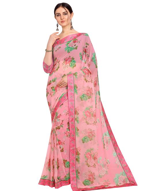 floral printed saree with blouse - 17408957 - Very Small Image - 1