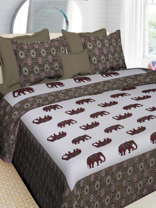 cotton jaipuri printed king size double bedsheet with 2 pillow cover - 17409660 - Very Small Image - 1