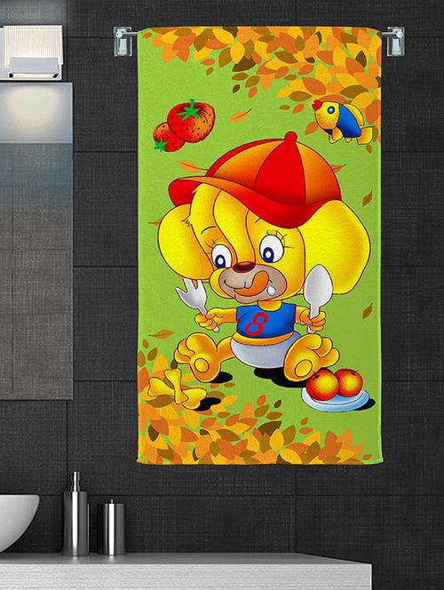 100% cotton 300 gsm kids cartoon bath towel for bathroom set of 1pc, multicolor, 58 cm x 116 cm - color - green leaf - 17409765 - Very Small Image - 1