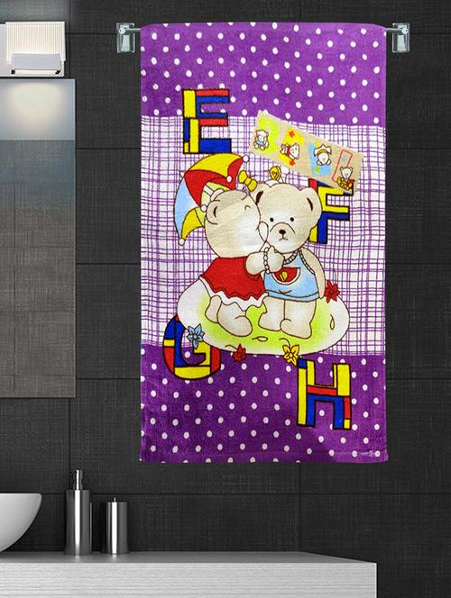100% cotton 300 gsm kids cartoon printed hand towel for bathroom set of 2pc, multicolor, 38 cm x 58 cm - _purpleteddy . - 17409776 - Very Small Image - 1