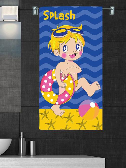 100% cotton 300 gsm kids cartoon printed hand towel for bathroom set of 2pc, multicolor, 38 cm x 58 cm - splash . - 17409781 - Very Small Image - 1