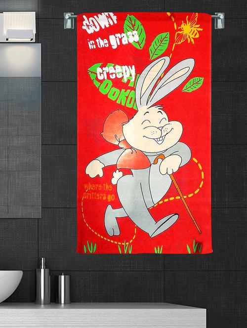 100% cotton 300 gsm kids cartoon printed hand towel for bathroom set of 2pc, multicolor, 38 cm x 58 cm - redrabbit . - 17409783 - Very Small Image - 1