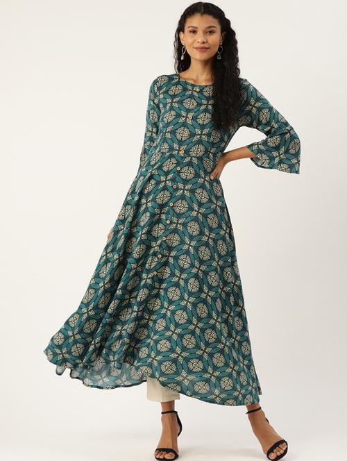 printed flared kurta - 17409818 - Very Small Image - 1