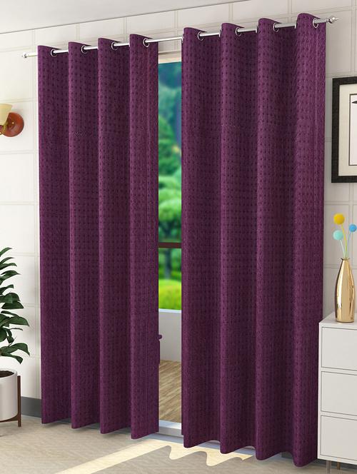 sheen decor galaxy rock 7 feet  door solid curtains(pack of 2)purple(4x7 feet) - 17409879 - Very Small Image - 1