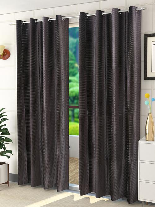 sheen decor galaxy rock 9 feet long door solid curtains(pack of 2)brown(4x9 feet) - 17409882 - Very Small Image - 1