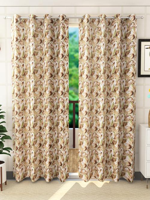 sheen decor beautiful digital print 7 feet  door floral  curtains size(4x7 feet)(pack of 2)  brown - 17409887 - Very Small Image - 1