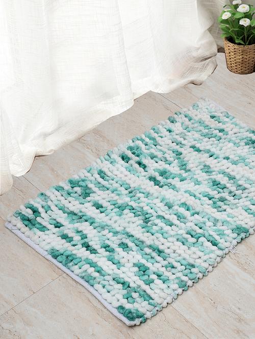 sheen decor micro chenille space dyed bobble bathmat collection, 50x80 cms, white+green - 17409902 - Very Small Image - 1