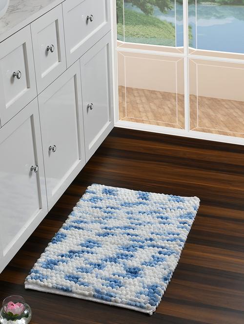 sheen decor micro chenille space dyed bobble bathmat collection, 50x80 cms, white+blue - 17409903 - Very Small Image - 1