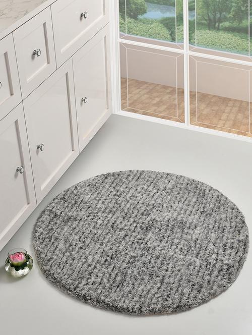 sheen decor mélange shag bathmat collection, 36 inches round, grey - 17409914 - Very Small Image - 1