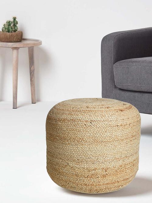 sheen décor beautiful jute round pouffe in natural color  size(16x16x14 inches) - 17409975 - Very Small Image - 1