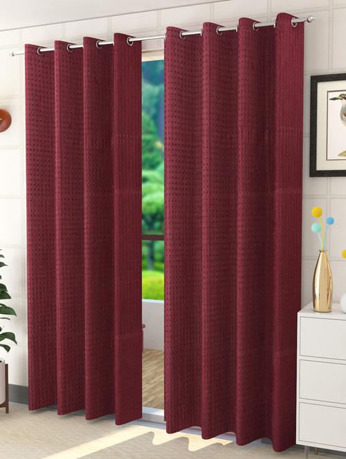 sheen decor galaxy rock  feet  door solid curtains(pack of 2)maroon(4x7 feet) - 17410006 - Very Small Image - 1