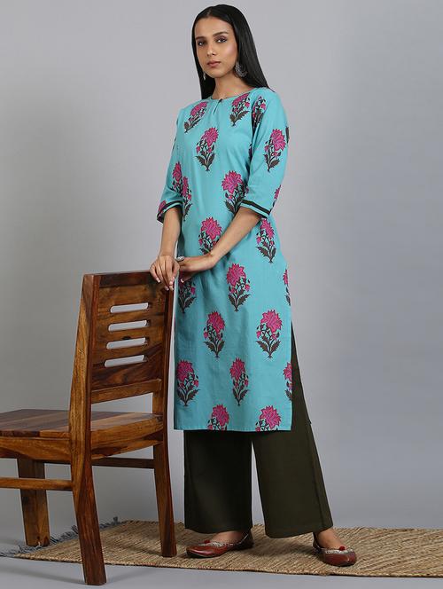 floral kurta palazzo set - 17410030 - Very Small Image - 1
